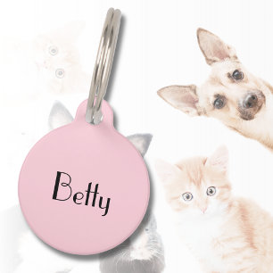 Placa Para Mascotas Pastel Rosa Minimal Elegante Dirección Nombre De P