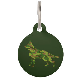 Placa Para Mascotas Pastor alemán camuflaje verde ejército