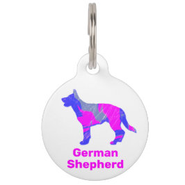 Placa Para Mascotas Pastor alemán Perro cachorro rosa caliente y blanc