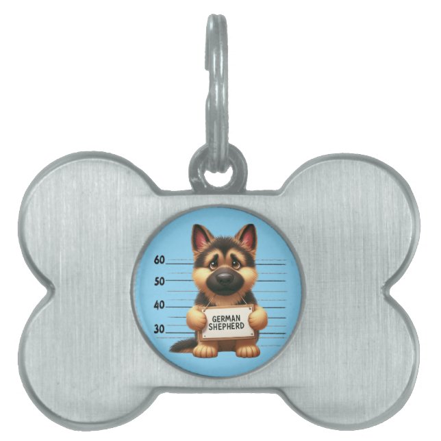 Placa Para Mascotas Pastor alemán travieso (Frente)