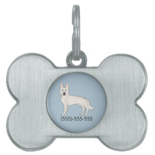 Placa Para Mascotas Pastor Suizo Blanco Pastor Alemán Blanco Y Número