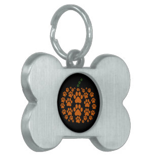 Placa Para Mascotas Pata Calabaza Huella de Perro Día de Acción de Gra
