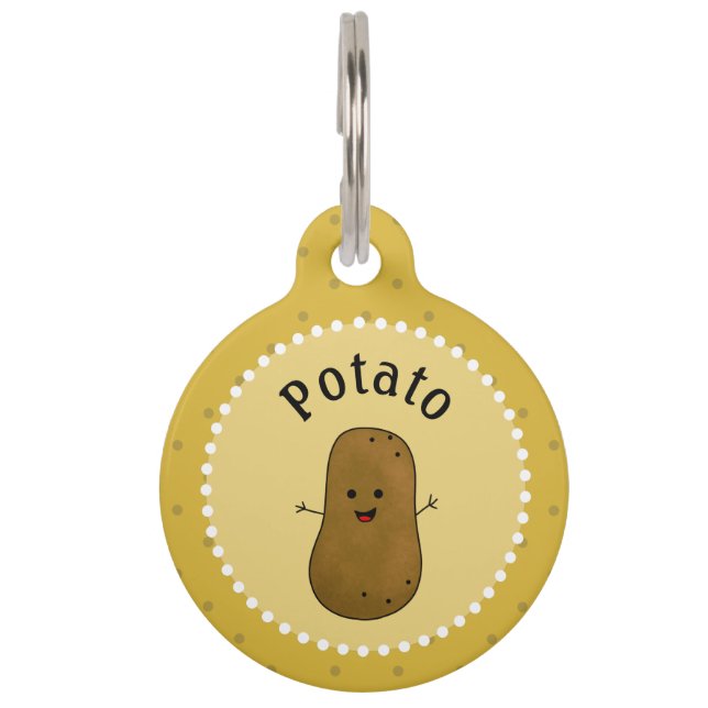 Placa Para Mascotas Patata Personalizada Feliz (Anverso)