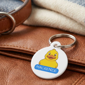 Placa Para Mascotas Pato Amarillo Personalizado Lindo