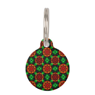 Placa Para Mascotas Patrón abstracto boho elegante floral moderno #504