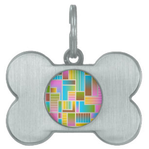 PLACA PARA MASCOTAS PATRÓN ABSTRACTO COLORIDO
