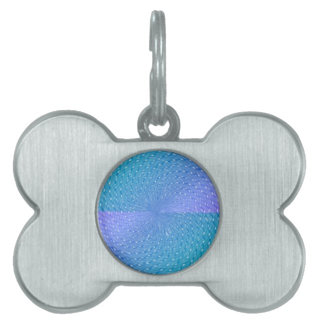 Placa Para Mascotas Patrón abstracto Verde azulado púrpura de Swirly P (Frente)