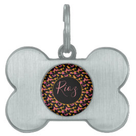 Placa Para Mascotas Patrón animal rosa Etiqueta de identificación de m