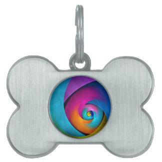 Placa Para Mascotas Patrón azul rosado del arte del resumen floral mod