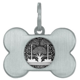 Placa Para Mascotas Patrón Beardsley de árbol Art Nouveau