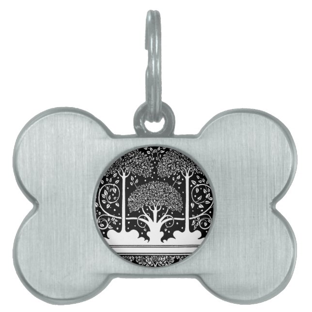 Placa Para Mascotas Patrón Beardsley de árbol Art Nouveau (Frente)