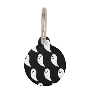 Placa Para Mascotas Patrón blanco blanco negro de Ghost Halloween