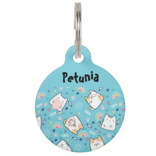 Placa Para Mascotas Patrón caprichoso de gatos compactos