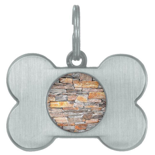 Placa Para Mascotas Patrón clásico de piedra de ladrillo (Frente)