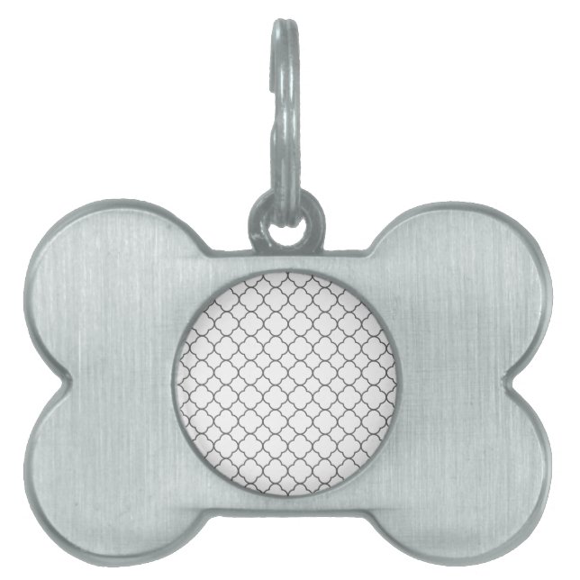 Placa Para Mascotas Patrón clásico de quatrefoil (Frente)