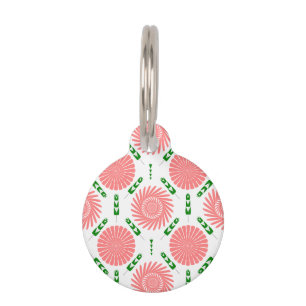 Placa Para Mascotas patrón con flores rosas