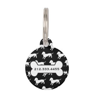 Placa Para Mascotas Patrón Cute Dachshund