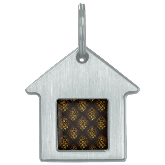 Placa Para Mascotas Patrón de arte abstracto boho elegante moderno dor (Frente)