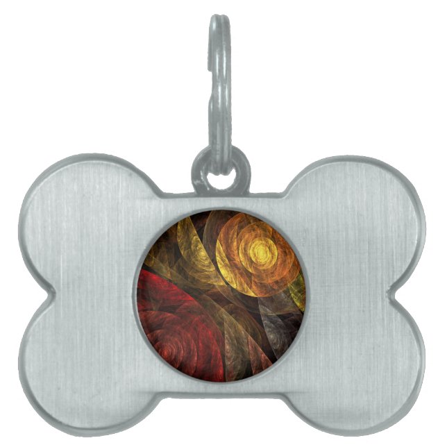 Placa Para Mascotas Patrón de Arte Abstracto Floral Moderno de Flor So (Frente)