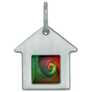 Placa Para Mascotas Patrón de arte abstracto moderno de floración verd