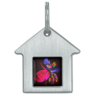 Placa Para Mascotas Patrón de arte de resumen floral colorido moderno