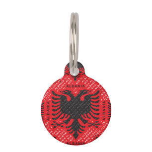 Placa Para Mascotas patrón de bandera albanesa 2