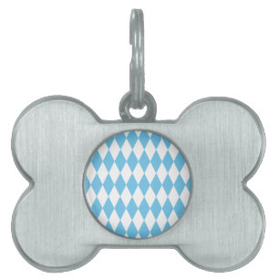 Placa Para Mascotas Patrón de bandera bávara en rombo azul y blanco