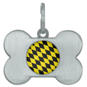 Placa Para Mascotas Patrón de bandera de diamante de Baviera negro y a