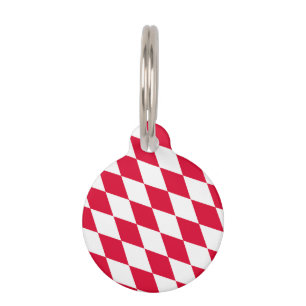 Placa Para Mascotas Patrón de bandera de diamantes de Baviera roja y b