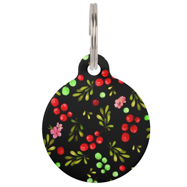 Placa Para Mascotas Patrón de Berries (Anverso)
