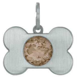 Placa Para Mascotas Patrón de camuflaje del desierto, patrón militar, 