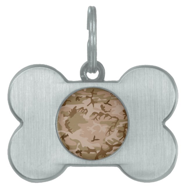 Placa Para Mascotas Patrón de camuflaje del desierto, patrón militar,  (Frente)
