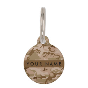 Placa Para Mascotas Patrón de Camuflaje del Desierto, Tu nombre, Perso