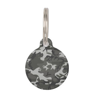 Placa Para Mascotas Patrón de camuflaje gris, patrón militar, ejército