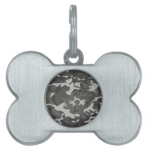 Placa Para Mascotas Patrón de camuflaje gris, patrón militar, ejército