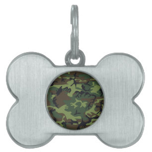 Placa Para Mascotas Patrón de camuflaje verde, patrón militar, ejércit