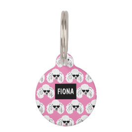 Placa Para Mascotas Patrón de canapé personalizado rosado