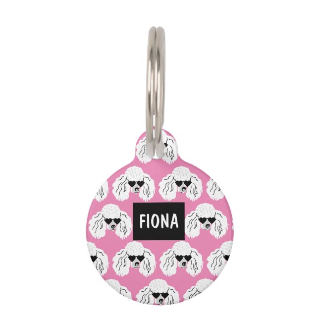 Placa Para Mascotas Patrón de canapé personalizado rosado (Anverso)