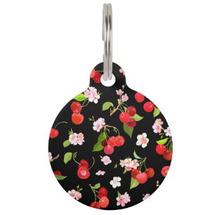 Placa Para Mascotas Patrón de cerezas 2