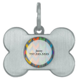 Placa Para Mascotas Patrón de Chevron sobre textura de madera de Shirl