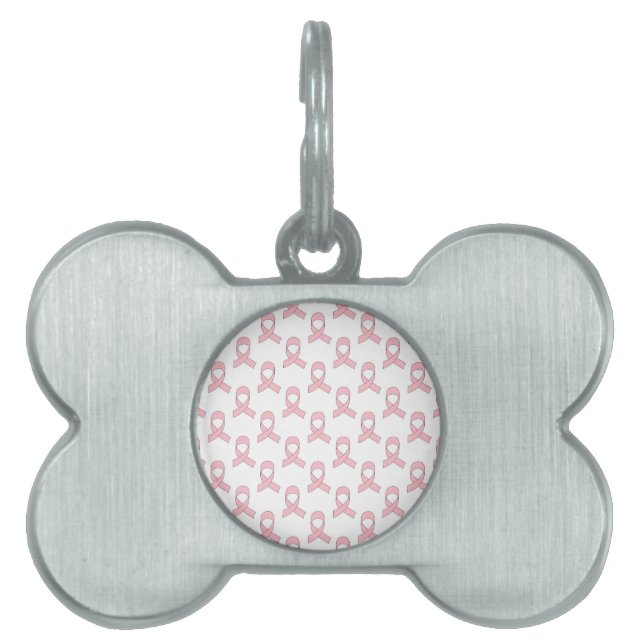 Placa Para Mascotas Patrón de cinta rosada (Frente)