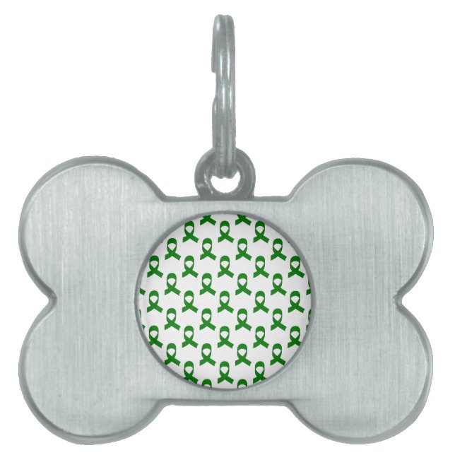 Placa Para Mascotas Patrón de cinta verde (Frente)