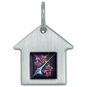 Placa Para Mascotas Patrón de color de arte de color rosa floral moder