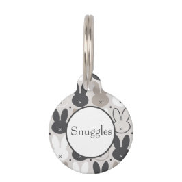 Placa Para Mascotas Patrón de conejo gris beige puro