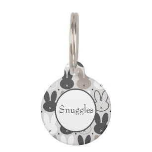 Placa Para Mascotas Patrón de conejo gris beige puro