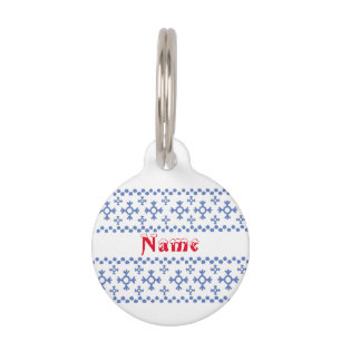 Placa Para Mascotas Patrón de copos de nieve azules lindos Thunder_Cov
