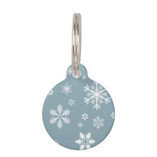 Placa Para Mascotas Patrón de copos de nieve, copos de nieve blancos, 