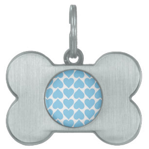 Placa Para Mascotas Patrón de corazón azul, romántico, amor