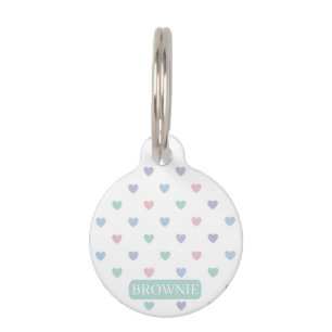 Placa Para Mascotas Patrón de Corazón en Pastel Suave Minimalista