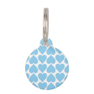 Placa Para Mascotas Patrón de Corazones Azules, Romántico, Amor